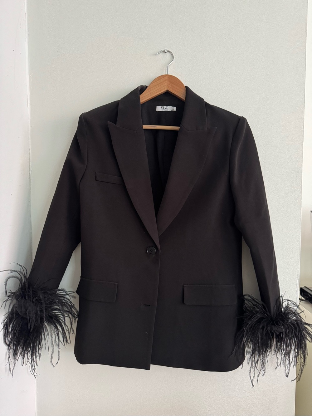 SLA The Label Feather Cuff Blazer in Black Size XS Like New